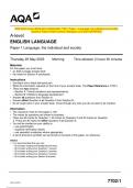 2023 AQA A-level ENGLISH LANGUAGE 7702/1 Paper 1 Language, the individual and society Question Paper & Mark scheme (Merged) June 2023 [VERIFIED]