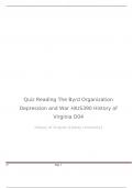 Quiz Reading The Byrd Organization Depression and War HIUS390 History of Virginia D04 History of Virginia (Liberty University)