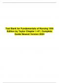 Test Bank for Fundamentals of Nursing 10th Edition by Taylor Chapter 1-47 | Complete Guide Newest Version 2024