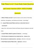 Peak Pilates Level 1 Exam Study Guide Questions and Answers (2024 / 2025) (Verified Answers)