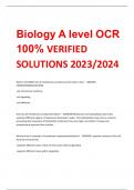 LATEST Biology A level OCR 100% (400+ QUESTIONS WITH VERIFIED SOLUTIONS 2023/2024