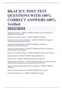 LATEST BKAT ICU POST TEST QUESTIONS WITH 100% CORRECT ANSWERS 100% Verified 2023/2024