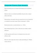 Corporate Finance Quiz Answers