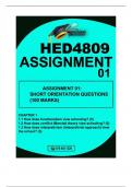 HED4809 ASSIGNMENT 01 DUE 2024