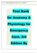 Test Bank for Anatomy & Physiology for Emergency Care, 3rd Edition By Bledsoe