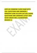 USPS 421 WINDOW CLERK EXAM WITH  150+ QUESTIONS AND ANSWERS /  WINDOW CLERK 421USPS (ACTUAL EXAM)  QUESTIONS AND ANSWERS LATEST 2024  GOOD GRADE WELL GUARANTEED GRADED A+ 