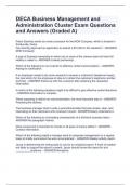 DECA Business Management and Administration Cluster Exam Questions and Answers (Graded A)