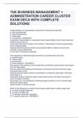 THE BUSINESS MANAGEMENT + ADMINISTRATION CAREER CLUSTER EXAM DECA WITH COMPLETE SOLUTIONS