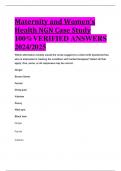 BEST REVIEW Maternity and Women's Health NGN Case Study 100%VERIFIED ANSWERS  2024/2025