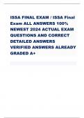 ISSA FINAL EXAM / ISSA Final  Exam ALL ANSWERS 100%  NEWEST 2024 ACTUAL EXAM  QUESTIONS AND CORRECT  DETAILED ANSWERS  VERIFIED ANSWERS ALREADY GRADED A+     