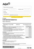 2023 AQA A-level FURTHER MATHEMATICS 7367/3M Paper 3 Mechanics Question Paper & Mark  scheme (Merged) June 2023 [VERIFIED] A-level FURTHER MATHEMATICS