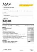 2023 AQA A-level BUSINESS 7132/1 Paper 1  Business 1 Question Paper & Mark scheme  (Merged) June 2023 [VERIFIED]