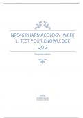 NR546 PHARMACOLOGY WEEK 1: TEST YOUR KNOWLEDGE QUIZ