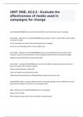 UNIT ONE, AC2.2 - Evaluate the effectiveness of media used in campaigns for change exam questions and answers 2024