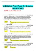 NURS 6640 Final Exam 5 - Question and Answers