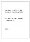 MTH 101 BASIC MATH & DOSAGE CALCULATIONS EXAM Q & A 2024 HONDROS