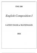 ENG 200 ENGLISH COMPOSITION I EXAM Q & A WITH RATIONALES 2024 HONDROS