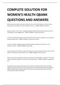 COMPLETE SOLUTION FOR  WOMEN'S HEALTH QBANK QUESTIONS AND ANSWERS