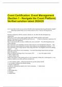 Cvent Certification: Event Management (Section 1 - Navigate the Cvent Platform)  Verified solution latest 202425