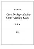 NUR 221 CARE FOR REPRODUCING FAMILY REVIEW EXAM Q & A 2024 HONDROS.
