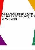 GRT1501 Assignment 1 (QUIZ ANSWERS) 2024 (645966) - DUE 27 March 2024