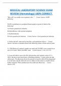 MEDICAL LABORATORY SCIENCE EXAM  REVIEW (Hematology) 100% CORRECT