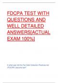 FDCPA TEST WITH  QUESTIONS AND  WELL DETAILED  ANSWERS[ACTUAL  EXAM 100%]