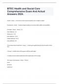 BTEC Health and Social Care Comprehensive Exam And Actual Answers 2024.