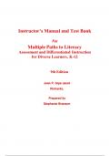 Instructor Manual with Test Bank for Multiple Paths to Literacy Assessment and Differentiated Instruction for Diverse Learners K-12 9th Edition By Joan Gipe, Janet Richards (All Chapters, 100% Original Verified, A+ Grade)