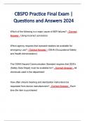 CBSPD Practice Final Exam | Questions and Answers 2024