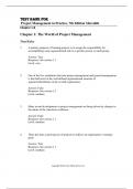 Test Bank For  Project Management in Practice, 7th Edition Meredith Chapter 1-8 A+