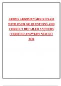 ARDMS ABDOMEN MOCK EXAM WITH OVER 200 QUESTIONS AND CORRECT DETAILED ANSWERS (VERIFIED ANSWERS| NEWEST 2024