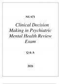 NU 671 CLINICAL DECISION MAKING IN PSYCHIATRIC MENTAL HEALTH REVIEW EXAM