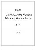 NU 656 PUBLIC HEALTH NURSING ADVOCACY REVIEW EXAM Q & A 2024 HERZING