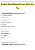 Shadow Health-Focused Exam Abdominal Pain Questions with Correct Answers