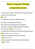 Jurisprudence Exam Speech-Language Pathology Questions & Answers | with 100% Correct Answers | Updated & Verified