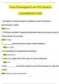 Texas Promulgated Law Of Contracts-CHAMPIONS TEST Questions & Answers | with 100% Correct Answers | Updated & Verified