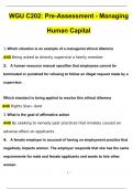 WGU C202 Pre-Assessment Managing Human Capital Exam Latest 2024 Questions & Answers | with 100% Correct Answers | Updated & Verified