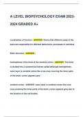 A LEVEL BIOPSYCHOLOGY EXAM 2023- 2024 GRADED A+