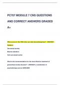 PC707 MODULE 7 CNS QUESTIONS  AND CORRECT ANSWERS GRADED  A+