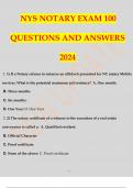 NYS NOTARY EXAM 100 QUESTIONS AND ANSWERS 2024