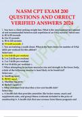 NASM CPT EXAM 200 QUESTIONS AND CORRECT VERIFIED ANSWERS 2024 