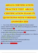 ARGUS CERTIFICATION PRACTICE TEST ARGUS CERTIFICATION EXAM 175 QUESTIONS WITH VERIFIED ANSWERS 2024