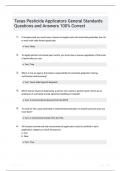 Texas Pesticide Applicators General Standards Questions and Answers 100 Correct