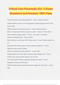 Critical Care Paramedic (Ch. 1) Exam Questions and Answers 100% Pass