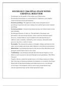 SOCIOLOGY 2266 FINAL EXAM NOTES CRIMINAL BEHAVIOR