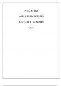 PHILOS 2120 ASIAN PHILOSOPHIES LECTIRE 1 - 23 NOTES 2024