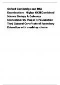 Oxford Cambridge and RSA Examinations  Higher GCSECombined Science Biology A Gateway ScienceJ250/01:  Paper 1 (Foundation Tier) General Certificate of Secondary Education with marking scheme