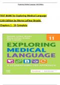 Exploring Medical Language 11th Edition TEST BANK by Myrna LaFleur Brooks, Verified Chapters 1 - 16, Complete Newest Version