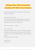 RD Exam Prep: Clinical Calculation Questions with 100% Correct Answers